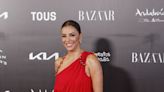 Eva Longoria Is Radiant in an Asymmetric Red Gown With Thigh-High Slit