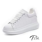 T2R-正韓空運-增高鞋造型真皮小白鞋隱形增高鞋-增高約7公分-純白