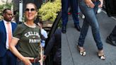 Celine Dion Favors Patchwork in Gianvito Rossi Sandals While Promoting ‘I Am: Celine Dion’ in New York City