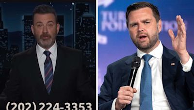 Jimmy Kimmel shares J.D. Vance's office phone number on 'Live' for prank calls: Tell him sprinkles "turned your kids gay"