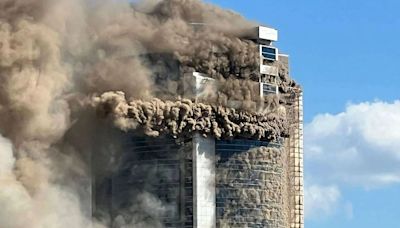 Watch as raging inferno engulfs residential skyscraper sparking huge response