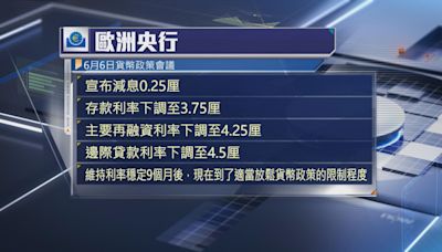 【一如預期減息】歐央行冇暗示幾時再減 聯儲局下周料按兵不動