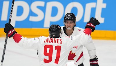 Cozens has two goals, assist as Canada edges Switzerland 3-2 at world hockey event