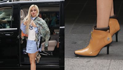 Camila Cabello Pairs Glossy Timberland Stilettos With Mowalola Shirtdress for London Album Signing