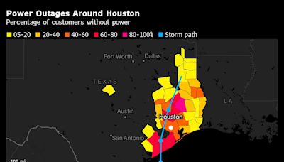Blacked-Out Houston Feels Like 106F as Gas Lines Grow Post-Beryl