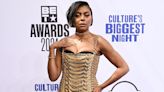 Taraji P. Henson oozes showbiz glamour in a gold chained dress