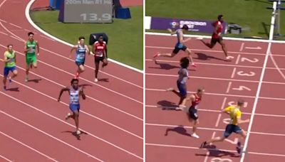 Watch sprinter's epic fail as Brit destroys rivals but eases up too early