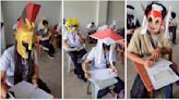 Students' 'anti-cheating hats' during exams in the Philippines go viral