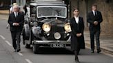 Dame Deborah James’ coffin carried by husband and son during private funeral