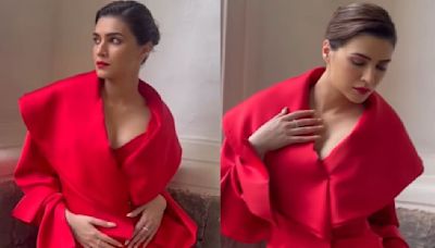 Kriti Sanon’s red gown with bold lips makes for a perfect pre-wedding Cocktail party look