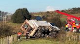 Watch: Overturned lorry is recovered near Belfast following bad weather