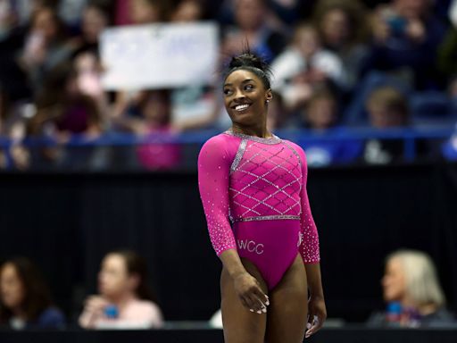 Simone Biles looks ready for the moment as she starts her Paris Olympics build-up