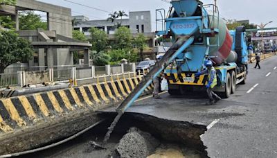 新竹湖口道路崩出「6公尺天坑」 縣府：疑台電工程造成｜壹蘋新聞網