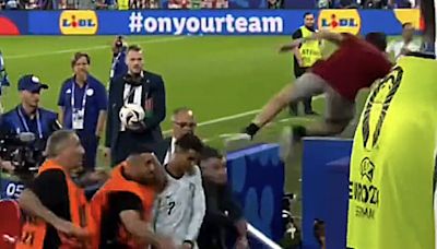 Watch: Cristiano Ronaldo saved by stewards as fan jumps from stands at Euro 2024