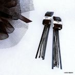 韓國NUANCE專櫃專業精工韓版造型金屬流蘇個性耳環(黑、銀白)