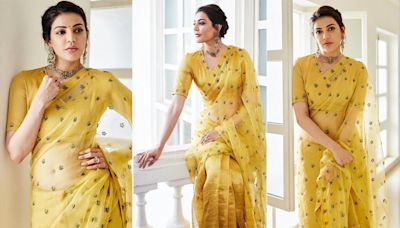 It Seems Like The Sun Lent Its Bright Sunshine To Kajal Aggarwal's Yellow Saree