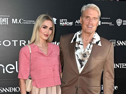 Dolph Lundgren, 66, is joined by his wife Emma Krokdal, 27,