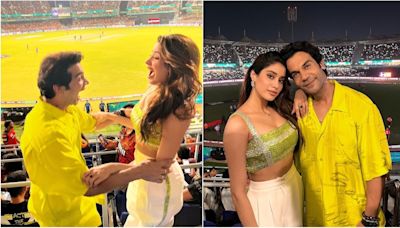 Pics: 'Mr and Mrs Mahi' actors Janhvi Kapoor, Rajkummar Rao celebrate KKR's win