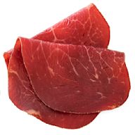 Air-dried, salted beef that has been aged for several months Originated in Italy Usually served thinly sliced and uncooked