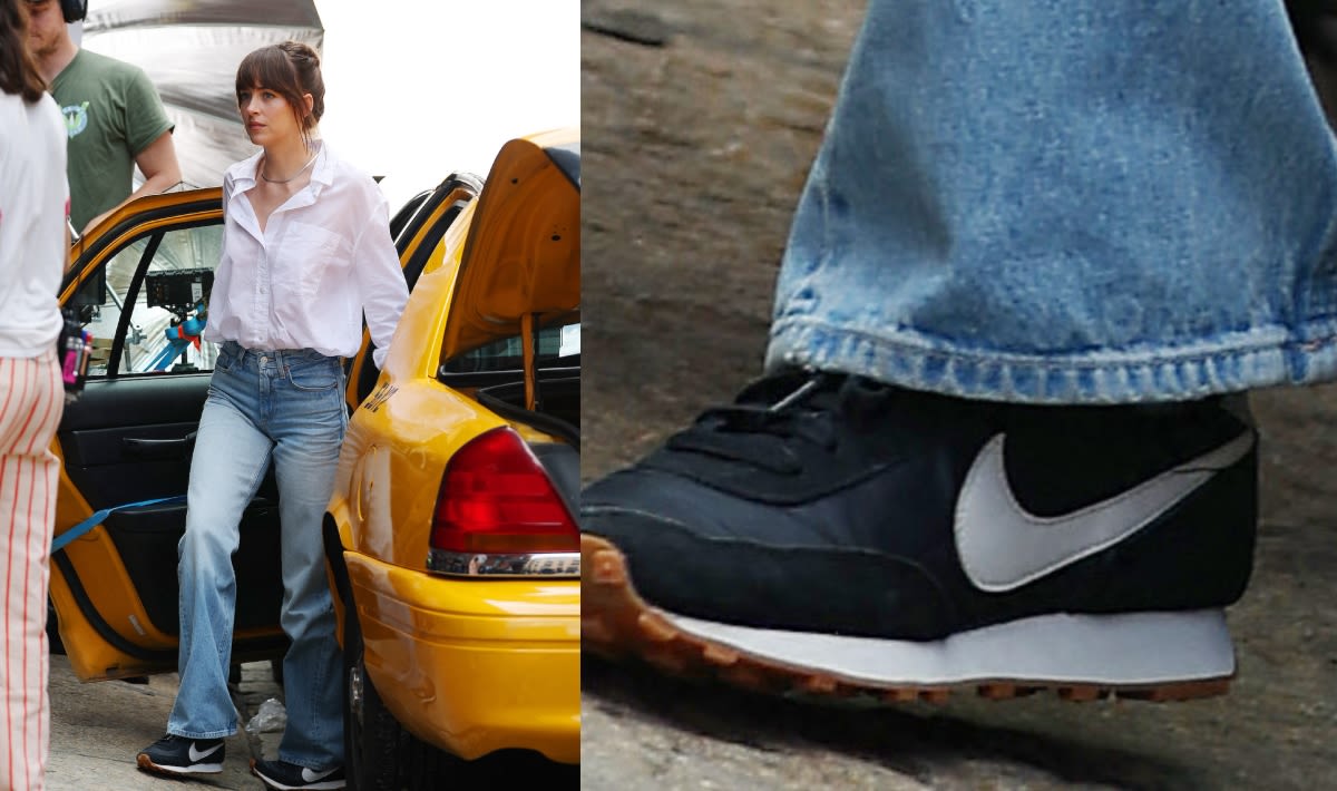 Dakota Johnson Keeps It Casual in Nike Shoes While Filming in New York City