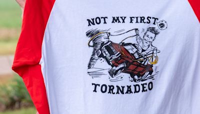 How to get Glen Powell's 'Not My First Tornadeo' Twisters t-shirt