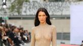Bella Hadid Went Braless on the Runway in a Completely See-Through Catsuit Covered in Crystals