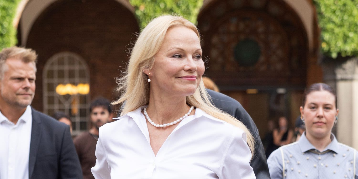 Pamela Anderson Wore Her Signature Barely-There Makeup Look While Out With Her Sons