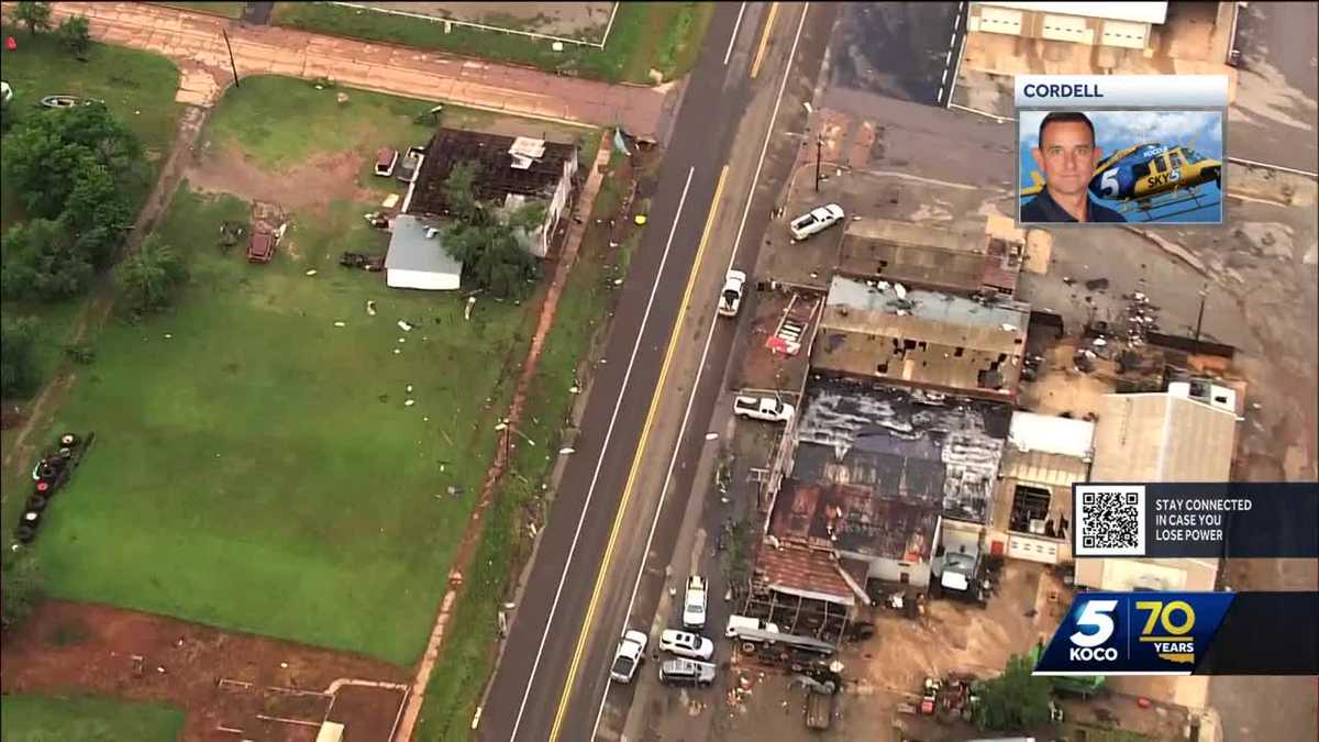 WATCH: Sky 5 shows damage left after tornado hit Cordell