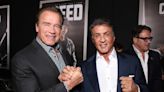 Sylvester Stallone and Arnold Schwarzenegger Carve Pumpkins Together