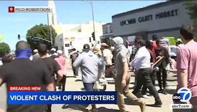 Pro-Palestinian protest erupts in clashes in front of Pico-Robertson synagogue