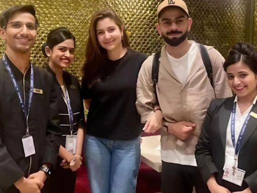 Anushka Sharma joins Virat Kohli for T20 World Cup 2024; poses with airport staff before leaving for New York. See pic