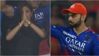 Virat Kohli points to Anushka Sharma as she celebrates RCB's win with gratitude towards the Almighty - Times of India