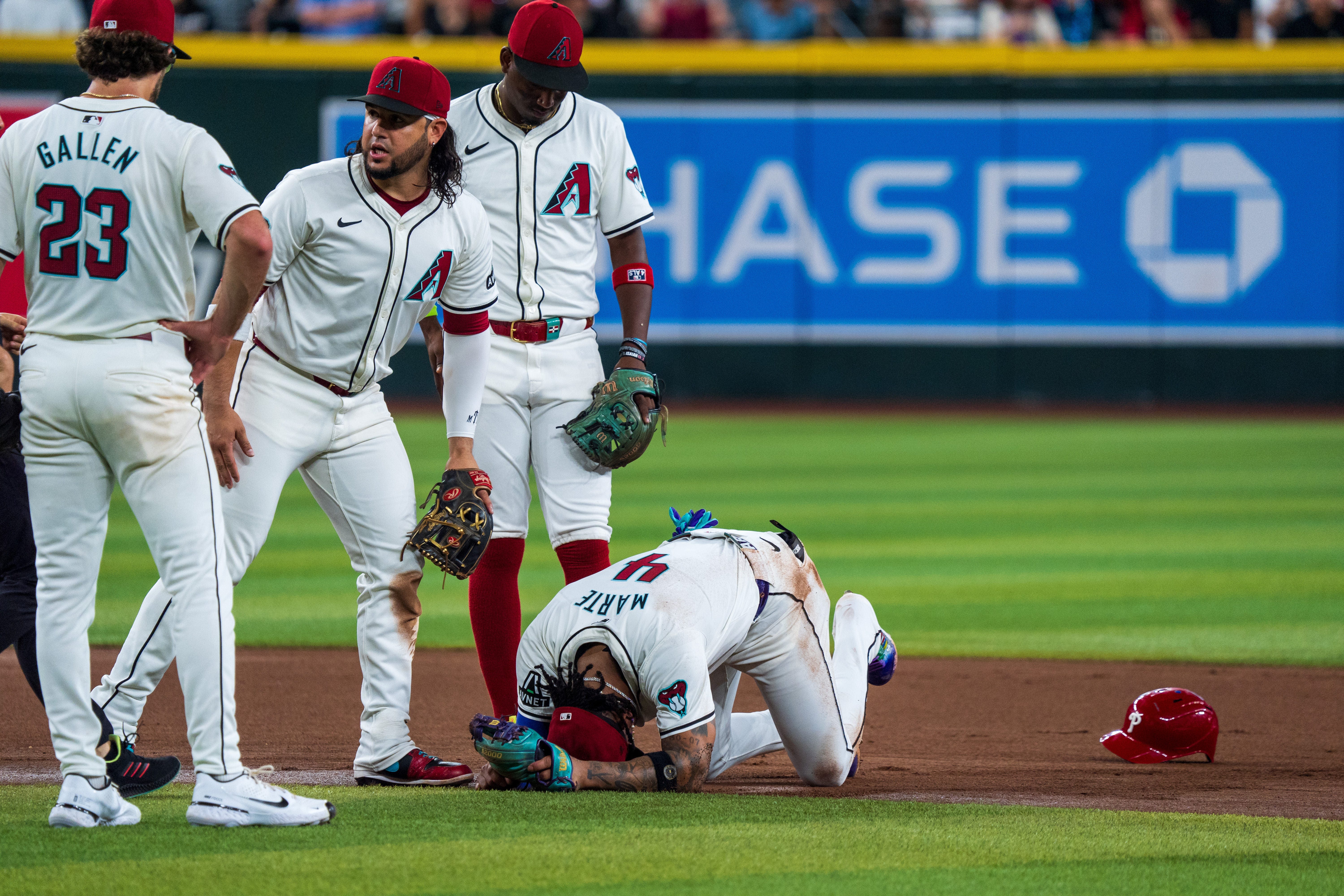 Diamondbacks pound Phillies but cost is heavy with injuries to Ketel Marte, Zac Gallen