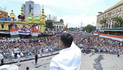 ‘If Partha can be arrested in school jobs scam, why not Pradhan in NEET case’: TMC’s Abhishek Banerjee at Martyr’s Day rally