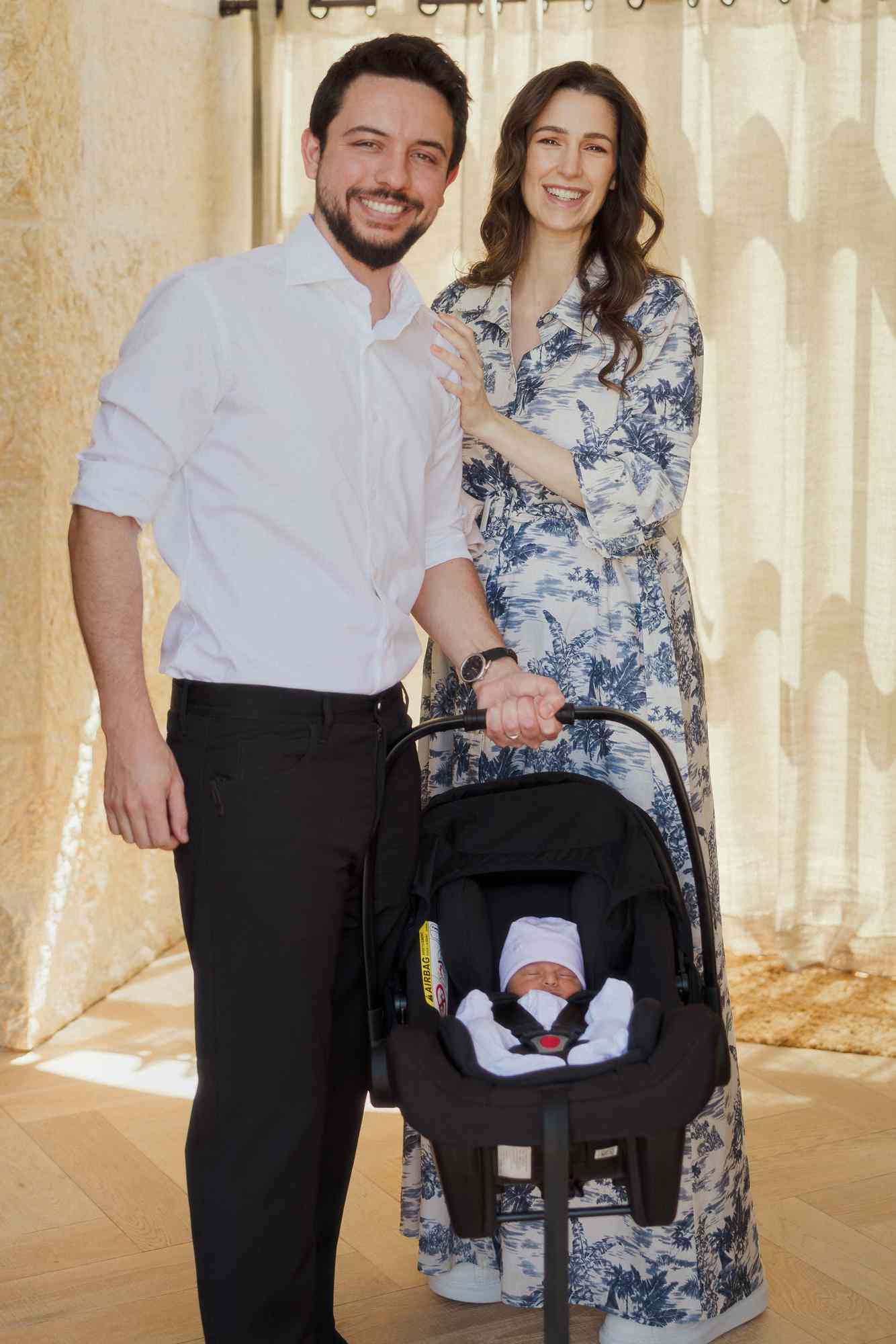 Crown Prince Hussein and Princess Rajwa Share First Photos as a Family of 3 with Royal Baby Iman