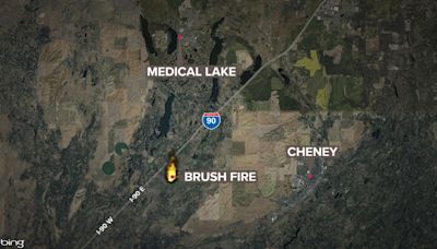 Firefighters responding to brush fire at eastbound I-90 near Cheney