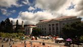 'Hey hey, ho ho, the occupation has got to go!' Chants ring out from crowd during UC Berkeley commencement