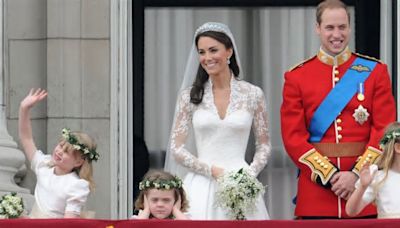 Princess Kate's bridesmaid Lady Louise Windsor, 7, is a mini Barbie in rarely-seen wedding photo