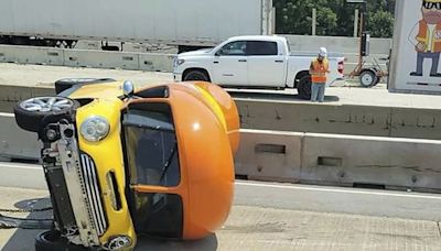 Oscar Mayer Wienermobile flips onto its side after crash along suburban Chicago highway