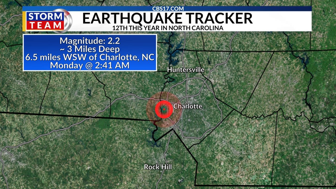 Small earthquake hits near Charlotte; 12 quake recorded in NC this year