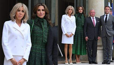 Queen Rania of Jordan Makes the Case for Two-Tone Dressing in Elie Saab Dress, Brigitte Macron Takes on Hosting Duties in Classic...