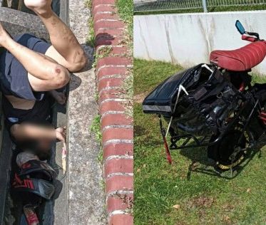 Flipped on his head: PAB rider gets stuck in drain after accident in Eunos