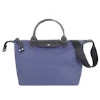 Longchamp Le Pliage 藍色再生尼龍布拉鍊中型肩背/水餃包