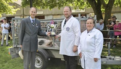 Duke of Edinburgh meets supreme champion pig at the Royal Norfolk Show