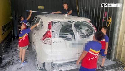射箭隊出國征戰 屏東學童「挽袖洗車」籌經費