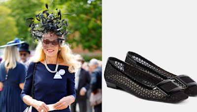 Jerry Hall Goes See-Through in Sheer Geometric Roger Vivier Ballet Flats at Royal Ascot 2024