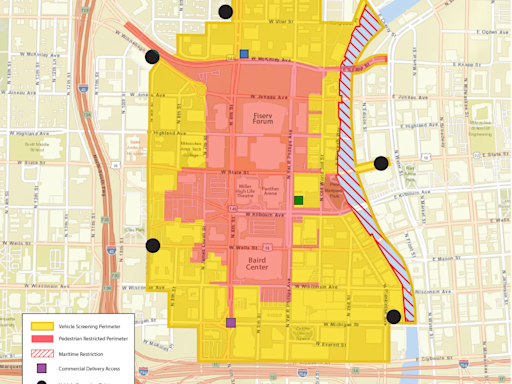 What parts of downtown Milwaukee are restricted, closed to general public during RNC?