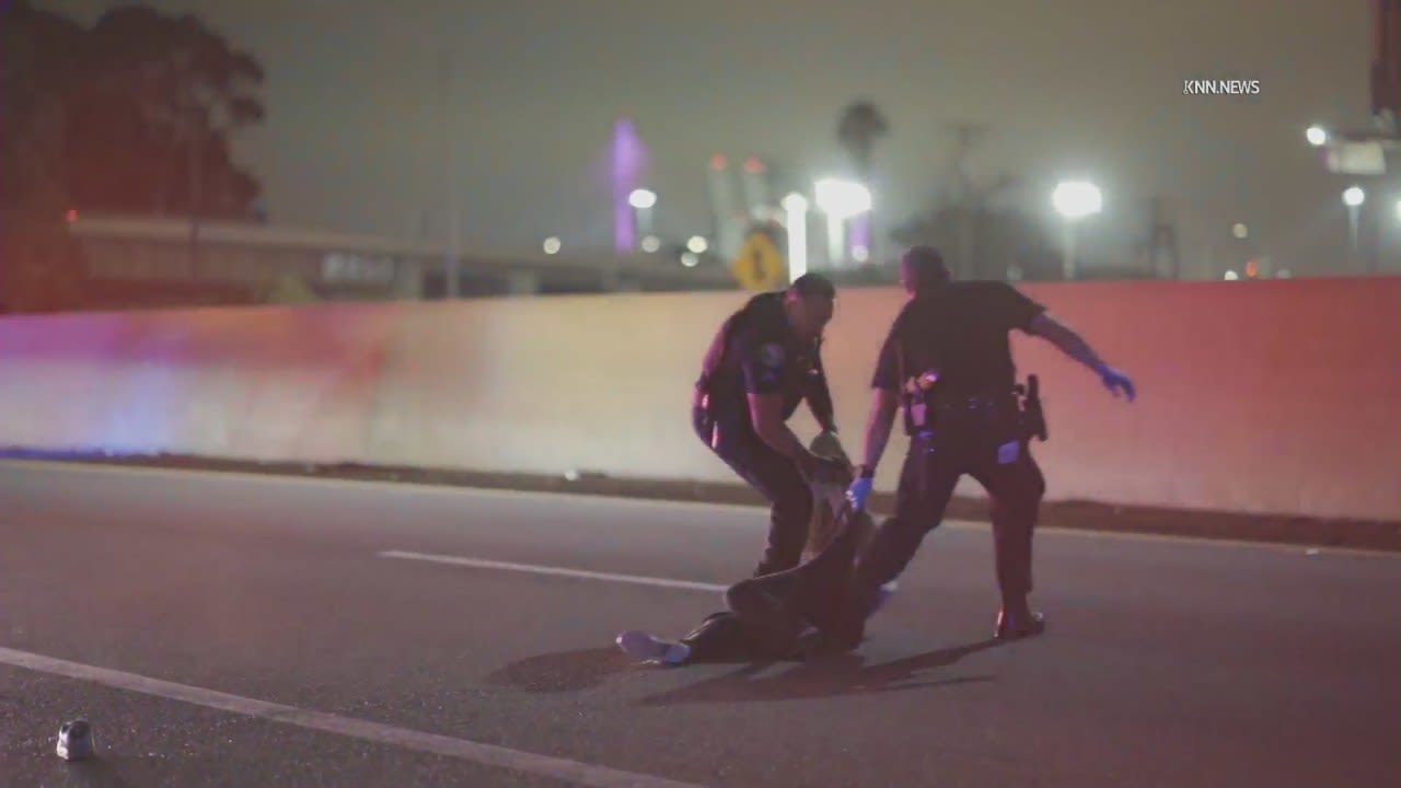 Video: 4 rescued following fiery pursuit crash on 710 Freeway