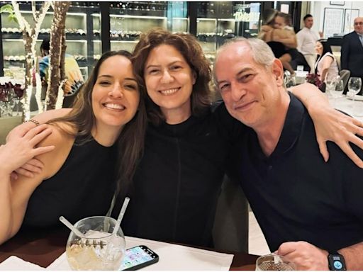 Patricia Pillar janta com ex-marido, o político Ciro Gomes, e sua atual parceira
