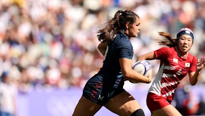 Olympics fans were fired up after Ilona Maher's devastating stiff arm in U.S. women's rugby sevens win vs. Japan